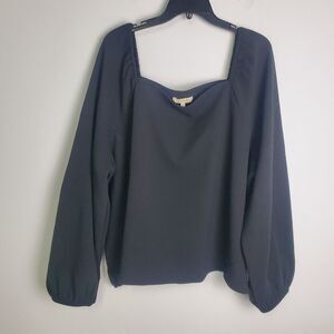 Madewell Black Ribbed Long Sleeve Blouse Size 3X